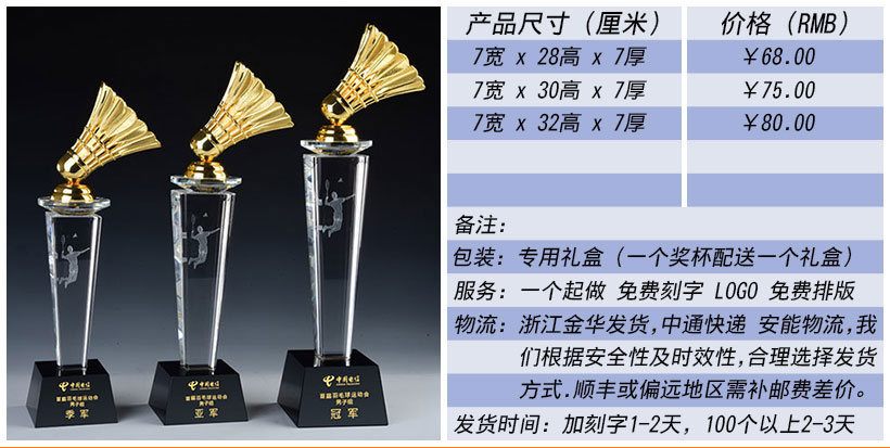 现货金属树脂水晶奖杯奖牌挂牌尺寸价格合集(图26)
