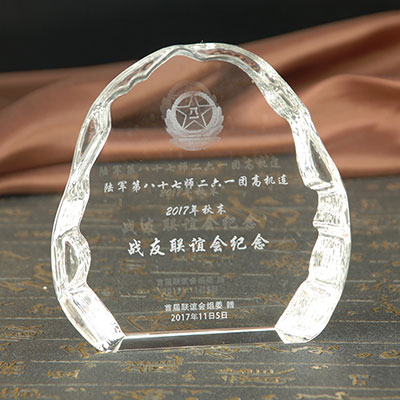 水晶纪念品-战友联谊会纪念
