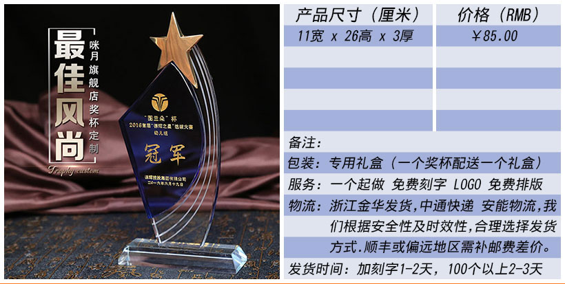 现货金属树脂水晶奖杯奖牌挂牌尺寸价格合集(图28)