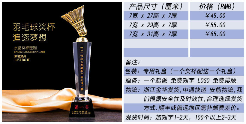 现货金属树脂水晶奖杯奖牌挂牌尺寸价格合集(图45)