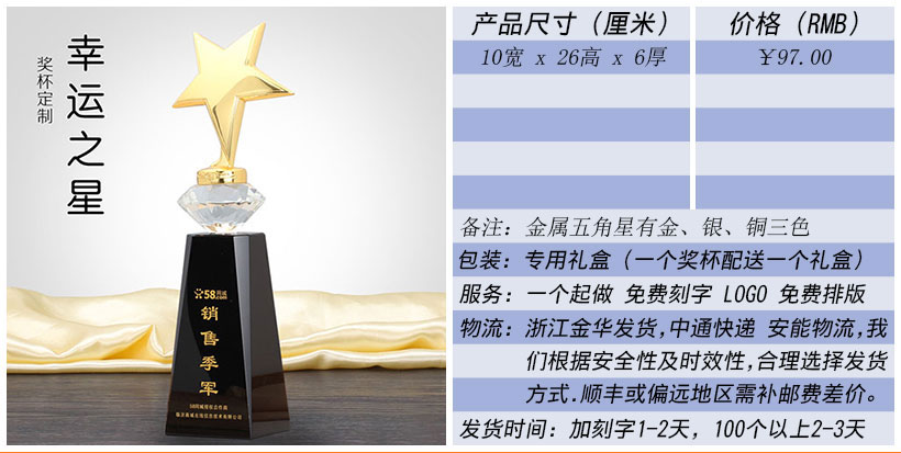 现货金属树脂水晶奖杯奖牌挂牌尺寸价格合集(图67)