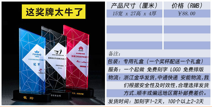 现货金属树脂水晶奖杯奖牌挂牌尺寸价格合集(图69)