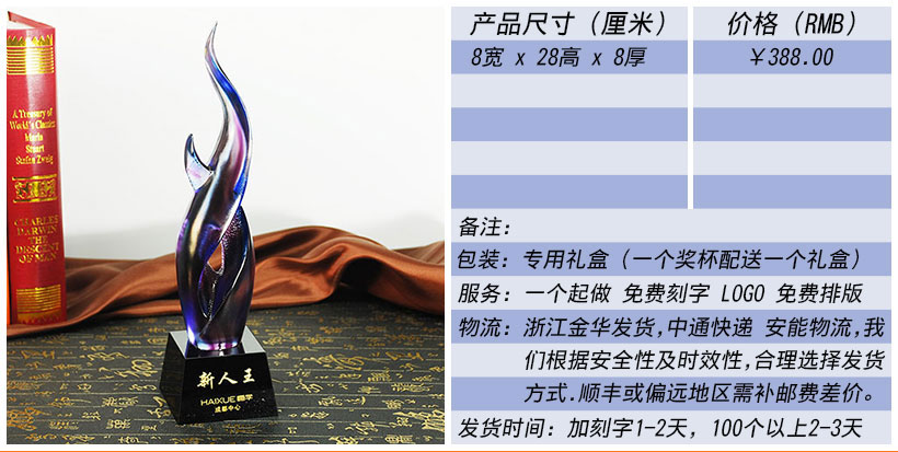 现货金属树脂水晶奖杯奖牌挂牌尺寸价格合集(图3)
