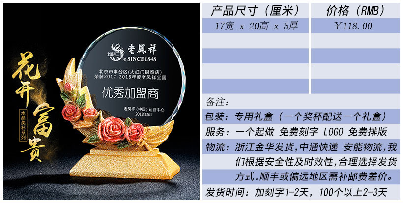 现货金属树脂水晶奖杯奖牌挂牌尺寸价格合集(图102)