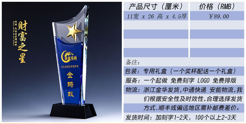 现货金属树脂水晶奖杯奖牌挂牌尺寸价格合集(图111)