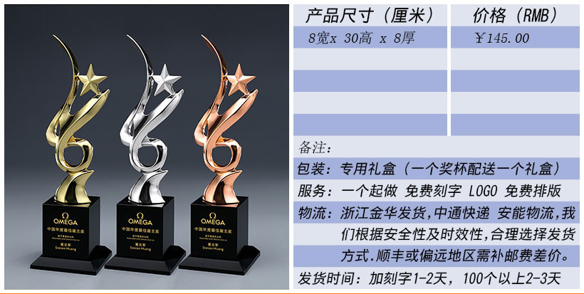 现货金属树脂水晶奖杯奖牌挂牌尺寸价格合集(图117)