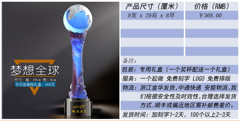 现货金属树脂水晶奖杯奖牌挂牌尺寸价格合集(图130)