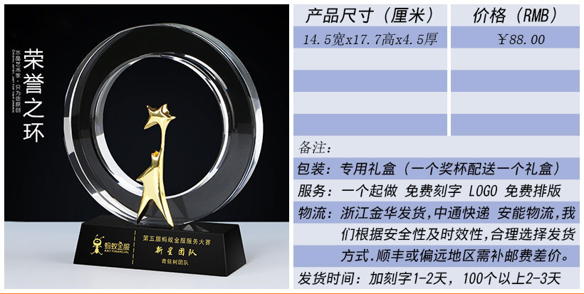现货金属树脂水晶奖杯奖牌挂牌尺寸价格合集(图202)