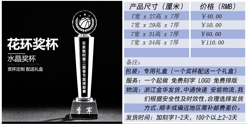 现货金属树脂水晶奖杯奖牌挂牌尺寸价格合集(图219)