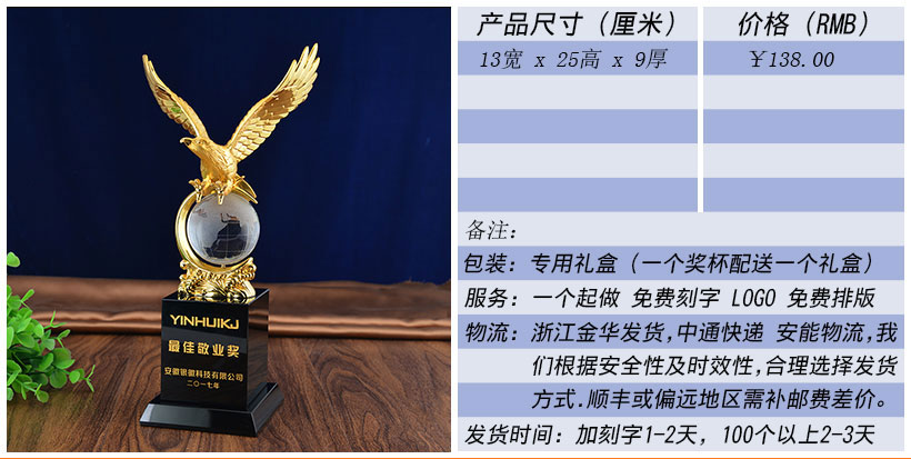 现货金属树脂水晶奖杯奖牌挂牌尺寸价格合集(图228)